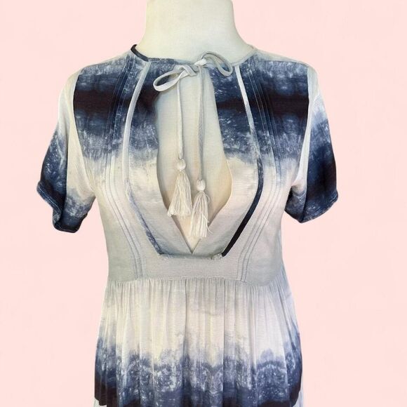 Blue Tie-Dye Tiered Mini Dress – Size S – The Impeccable Pig - Boho Indie - Picture 4 of 8